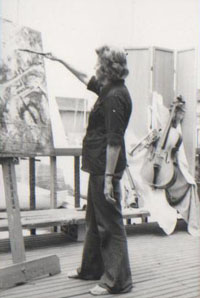 verna painting on deck in huntington harbour